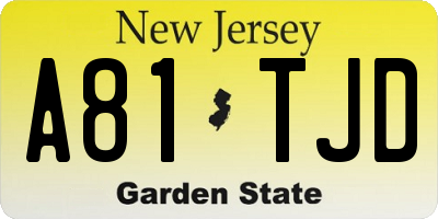NJ license plate A81TJD