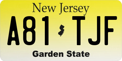 NJ license plate A81TJF