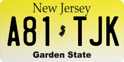 NJ license plate A81TJK