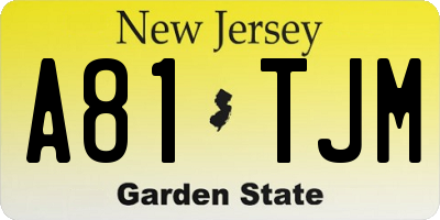 NJ license plate A81TJM