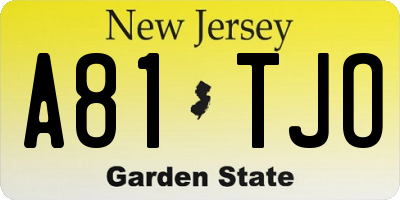 NJ license plate A81TJO