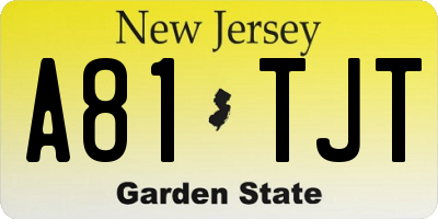 NJ license plate A81TJT