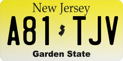 NJ license plate A81TJV