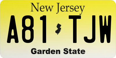 NJ license plate A81TJW