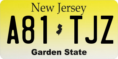 NJ license plate A81TJZ