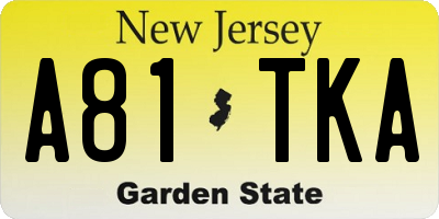 NJ license plate A81TKA