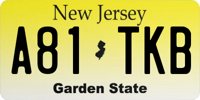 NJ license plate A81TKB