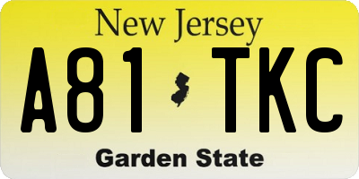 NJ license plate A81TKC