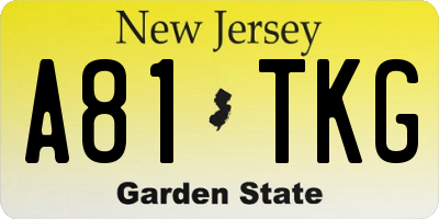 NJ license plate A81TKG