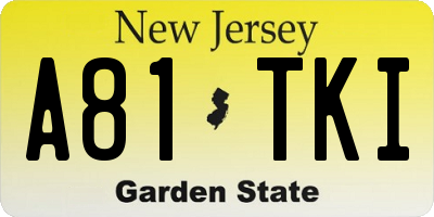 NJ license plate A81TKI
