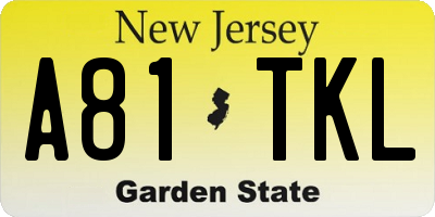 NJ license plate A81TKL
