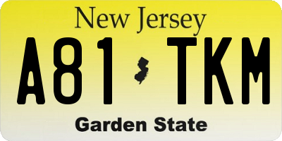 NJ license plate A81TKM