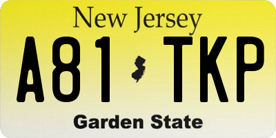 NJ license plate A81TKP