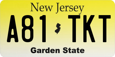 NJ license plate A81TKT