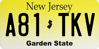 NJ license plate A81TKV