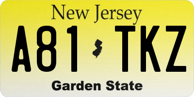 NJ license plate A81TKZ