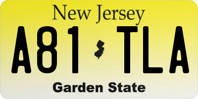 NJ license plate A81TLA