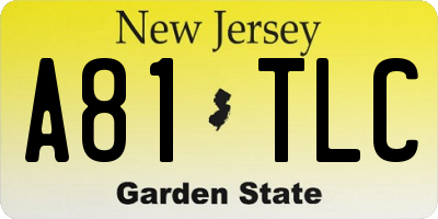 NJ license plate A81TLC