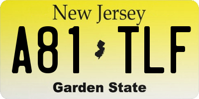 NJ license plate A81TLF