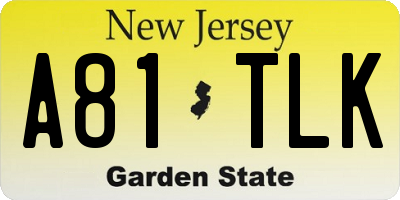 NJ license plate A81TLK