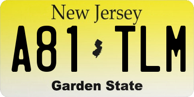 NJ license plate A81TLM