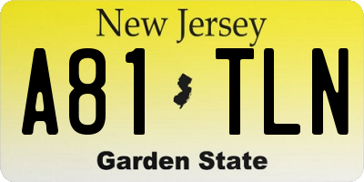 NJ license plate A81TLN