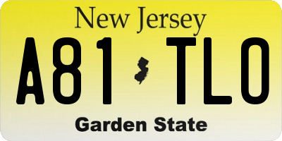 NJ license plate A81TLO
