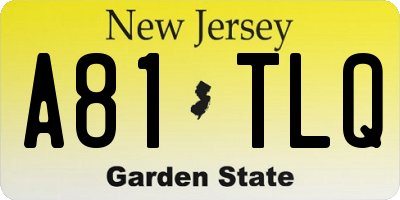 NJ license plate A81TLQ