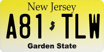 NJ license plate A81TLW