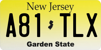 NJ license plate A81TLX