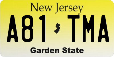 NJ license plate A81TMA