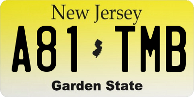 NJ license plate A81TMB