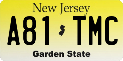 NJ license plate A81TMC
