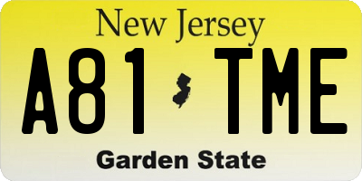 NJ license plate A81TME