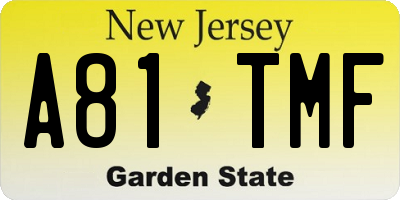NJ license plate A81TMF