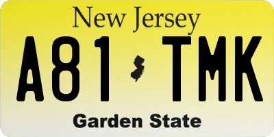 NJ license plate A81TMK
