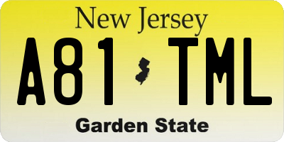 NJ license plate A81TML