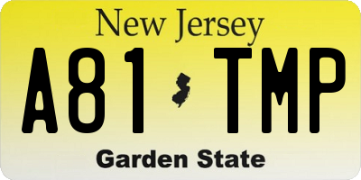 NJ license plate A81TMP