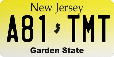 NJ license plate A81TMT