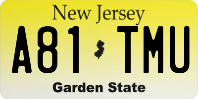 NJ license plate A81TMU