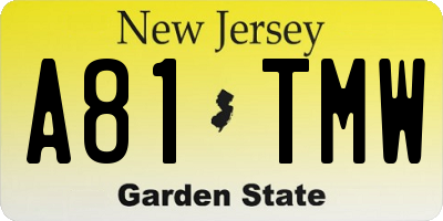 NJ license plate A81TMW