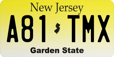 NJ license plate A81TMX