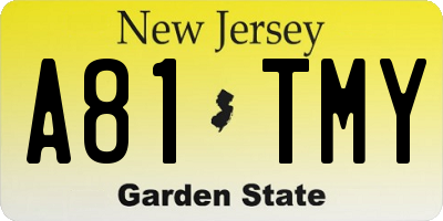 NJ license plate A81TMY
