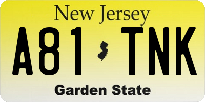 NJ license plate A81TNK