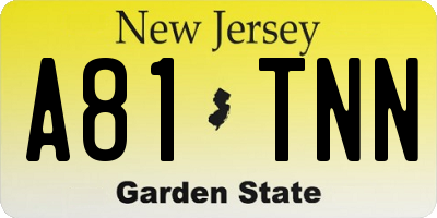 NJ license plate A81TNN