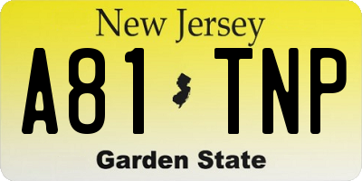 NJ license plate A81TNP
