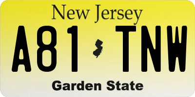 NJ license plate A81TNW