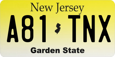 NJ license plate A81TNX
