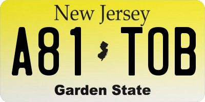 NJ license plate A81TOB
