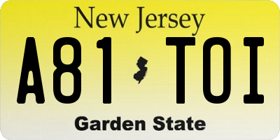 NJ license plate A81TOI